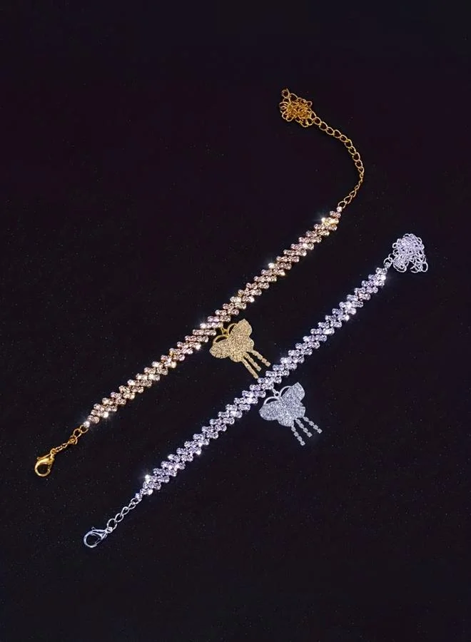 Take Two  Women Gold Butterfly Charm Anklet And Bracelet Set for Women | Best Price UAE